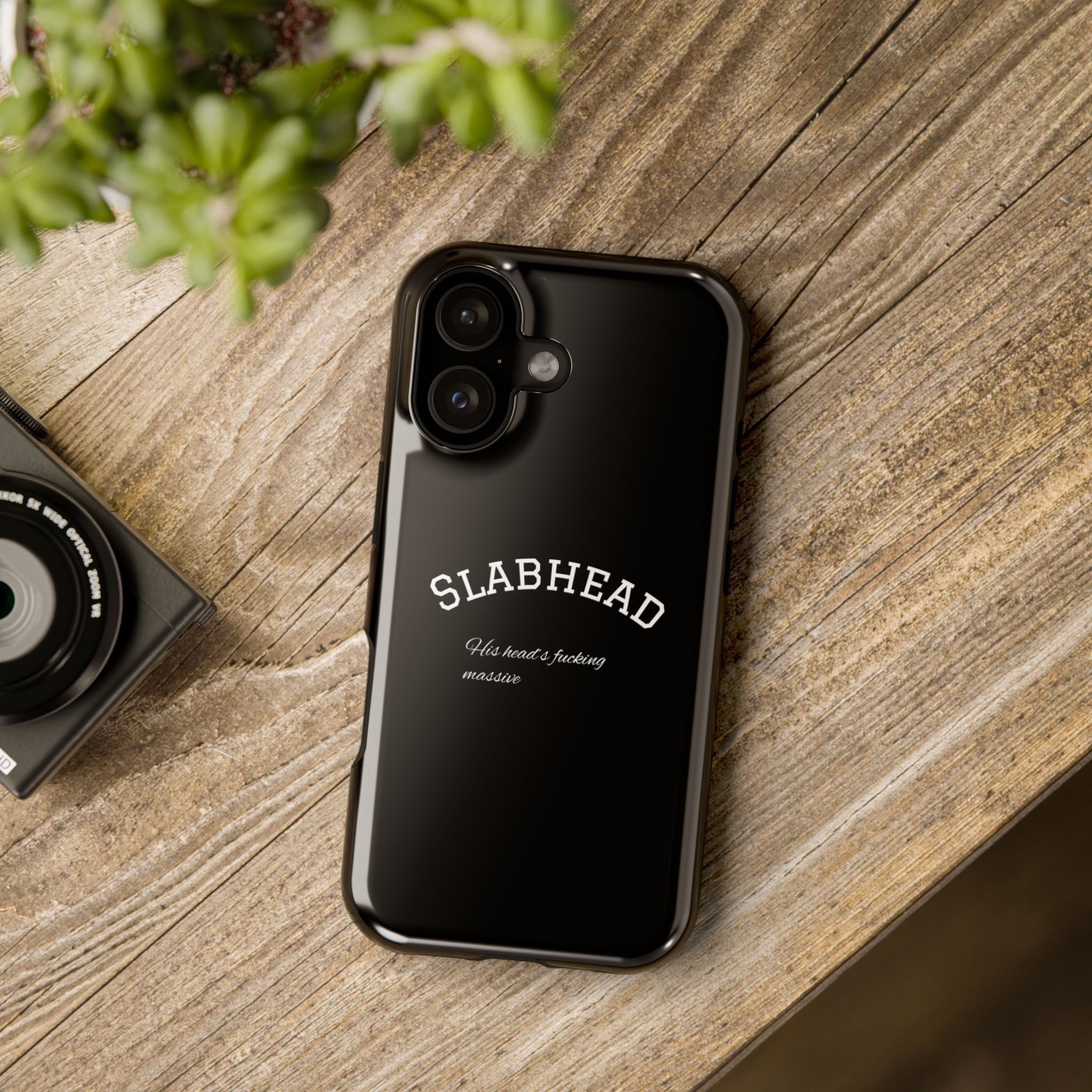 Slabhead Impact-Resistant Phone Case — Glossy Black Protective Cover with "Slabhead" Text Printify