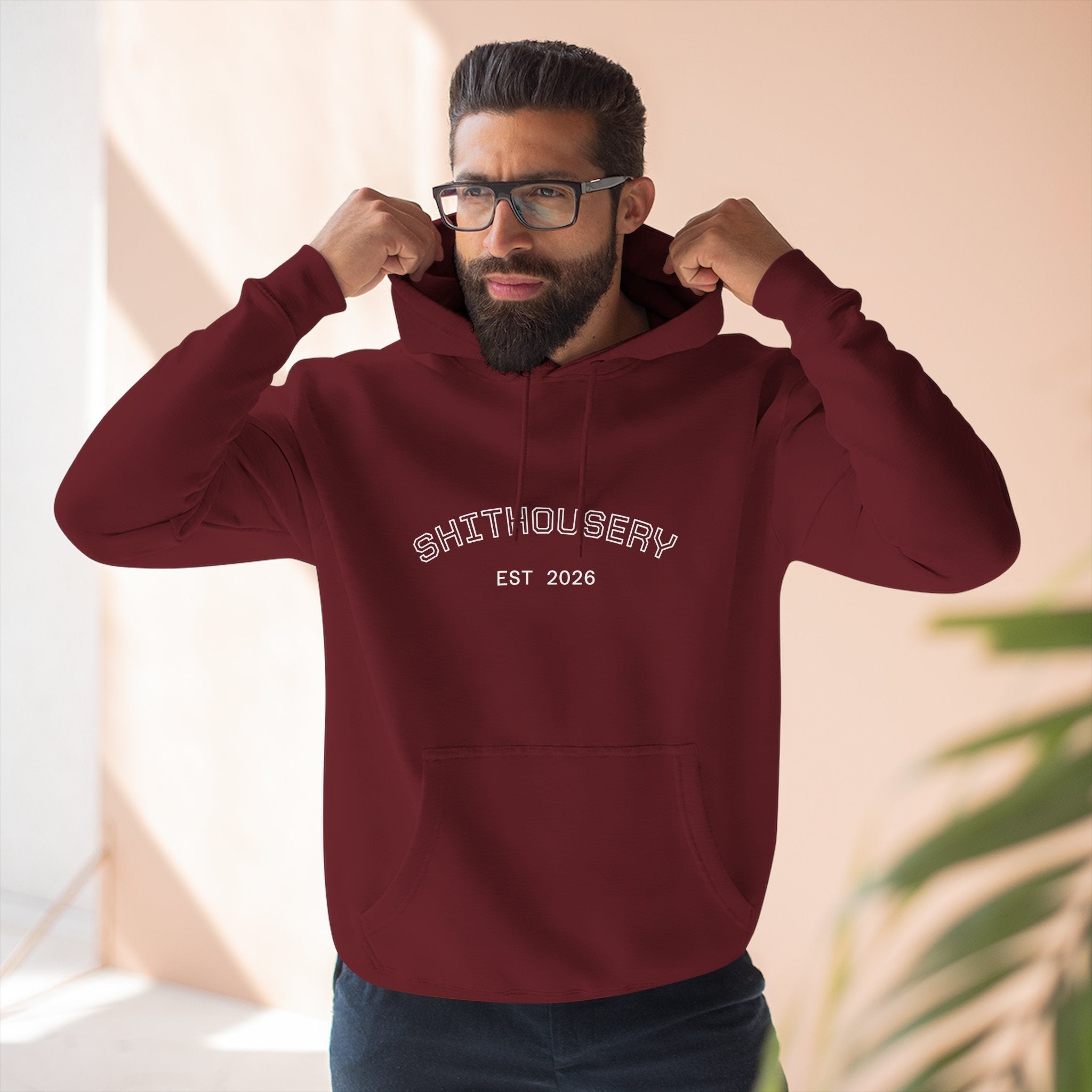 Shithousery Original Print Hoodie — Three-Panel Fleece for Sports Fans Printify
