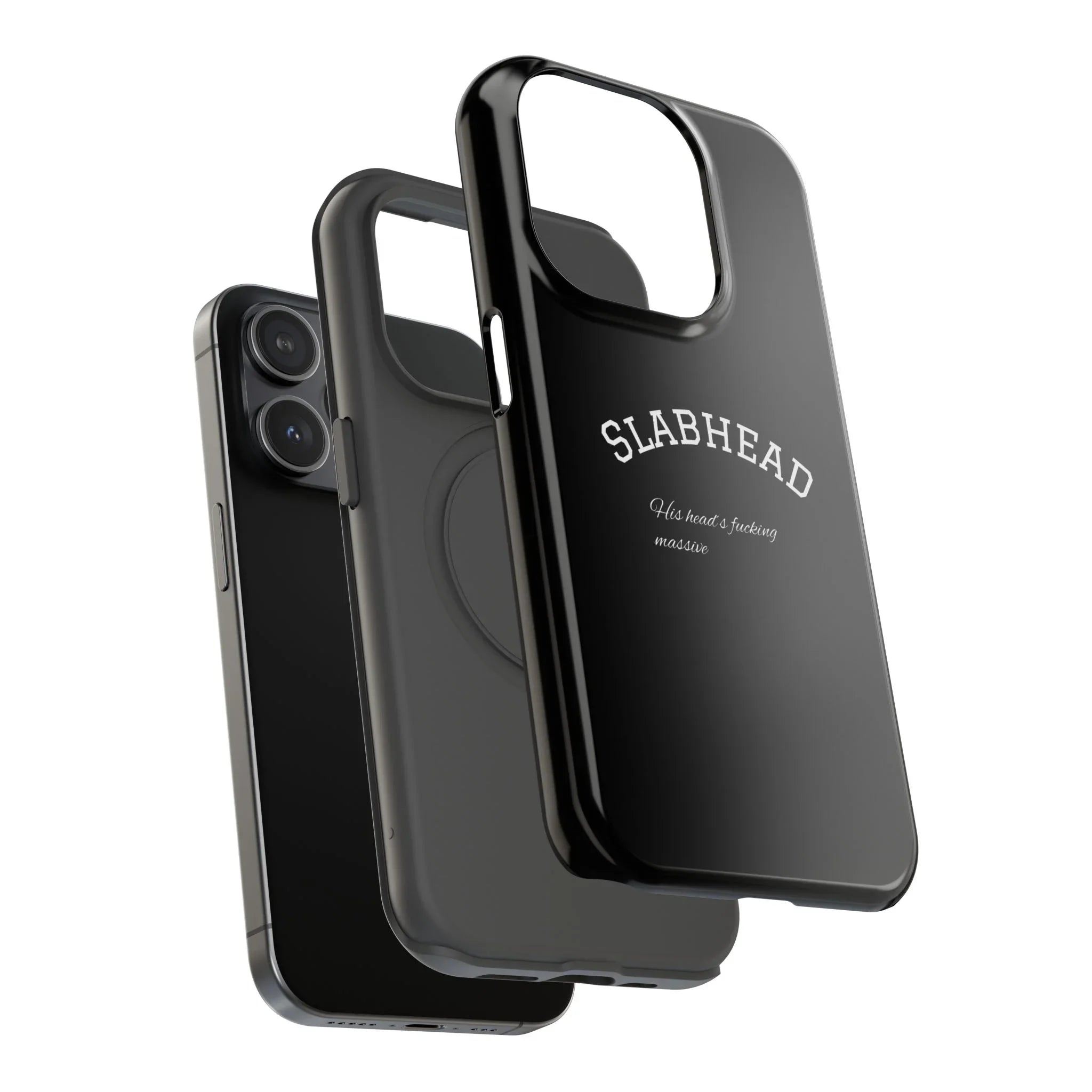 Slabhead Impact-Resistant Phone Case — Glossy Black Protective Cover with "Slabhead" Text Printify