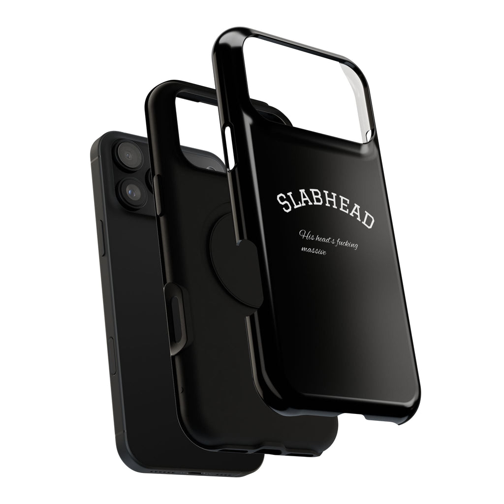 Slabhead Impact-Resistant Phone Case — Glossy Black Protective Cover with "Slabhead" Text Printify