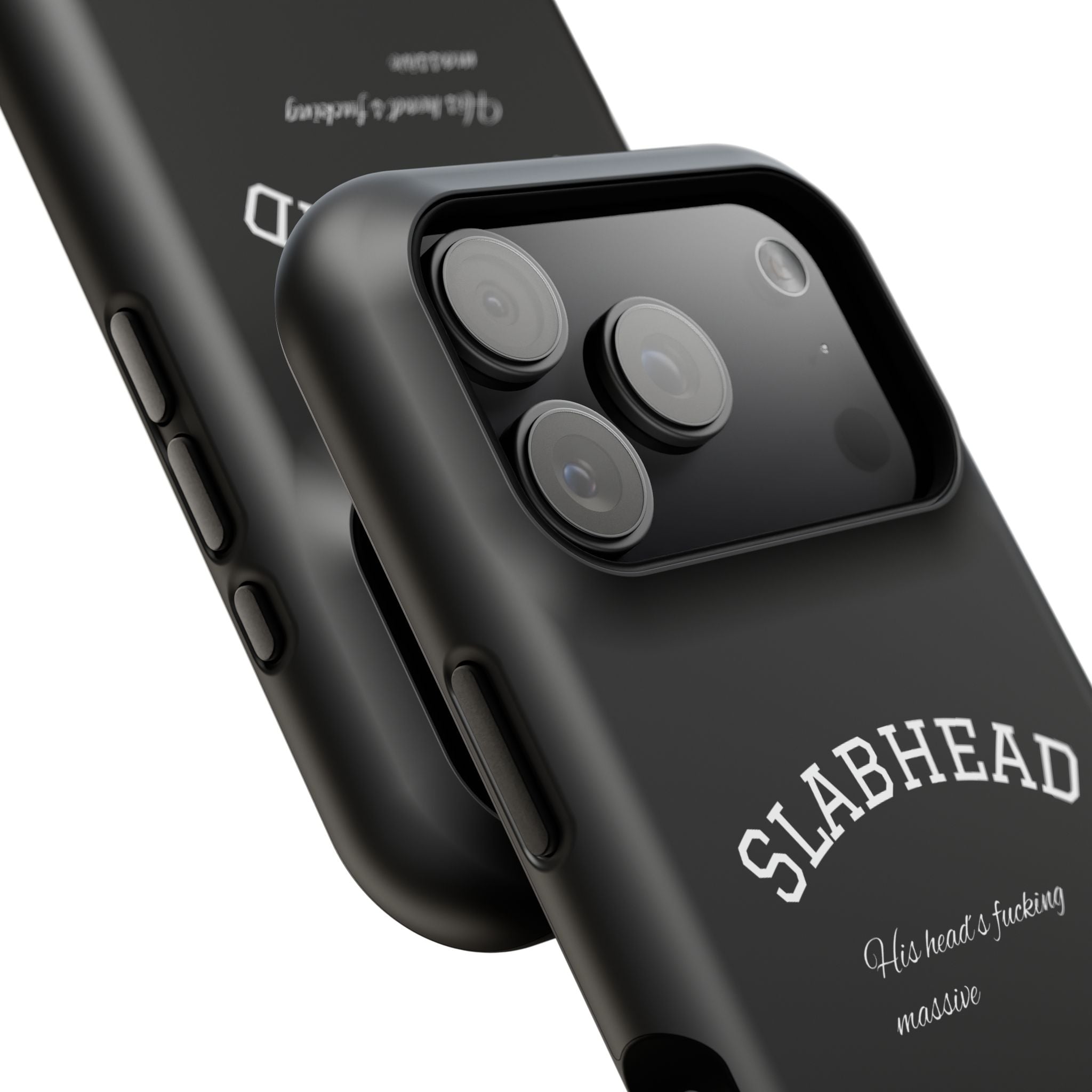 Slabhead Impact-Resistant Phone Case — Glossy Black Protective Cover with "Slabhead" Text Printify