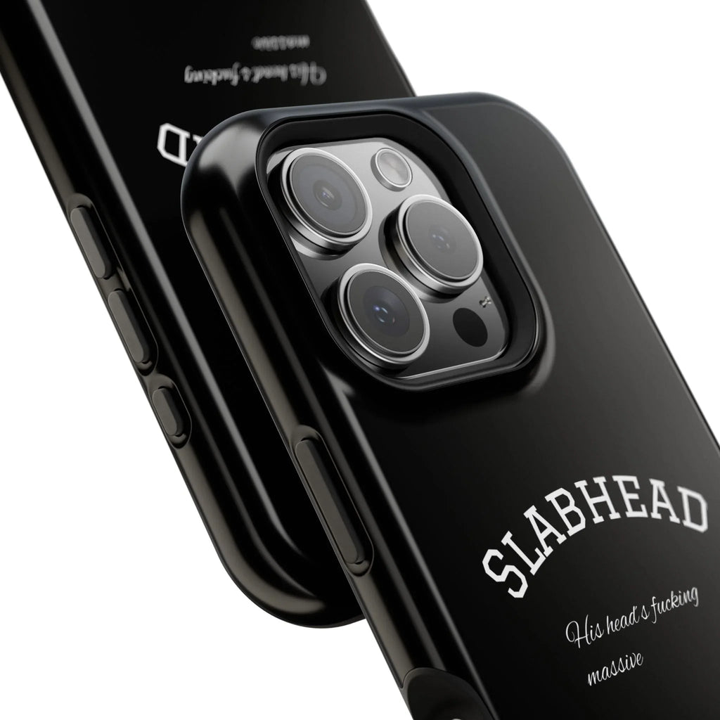 Slabhead Impact-Resistant Phone Case — Glossy Black Protective Cover with "Slabhead" Text Printify