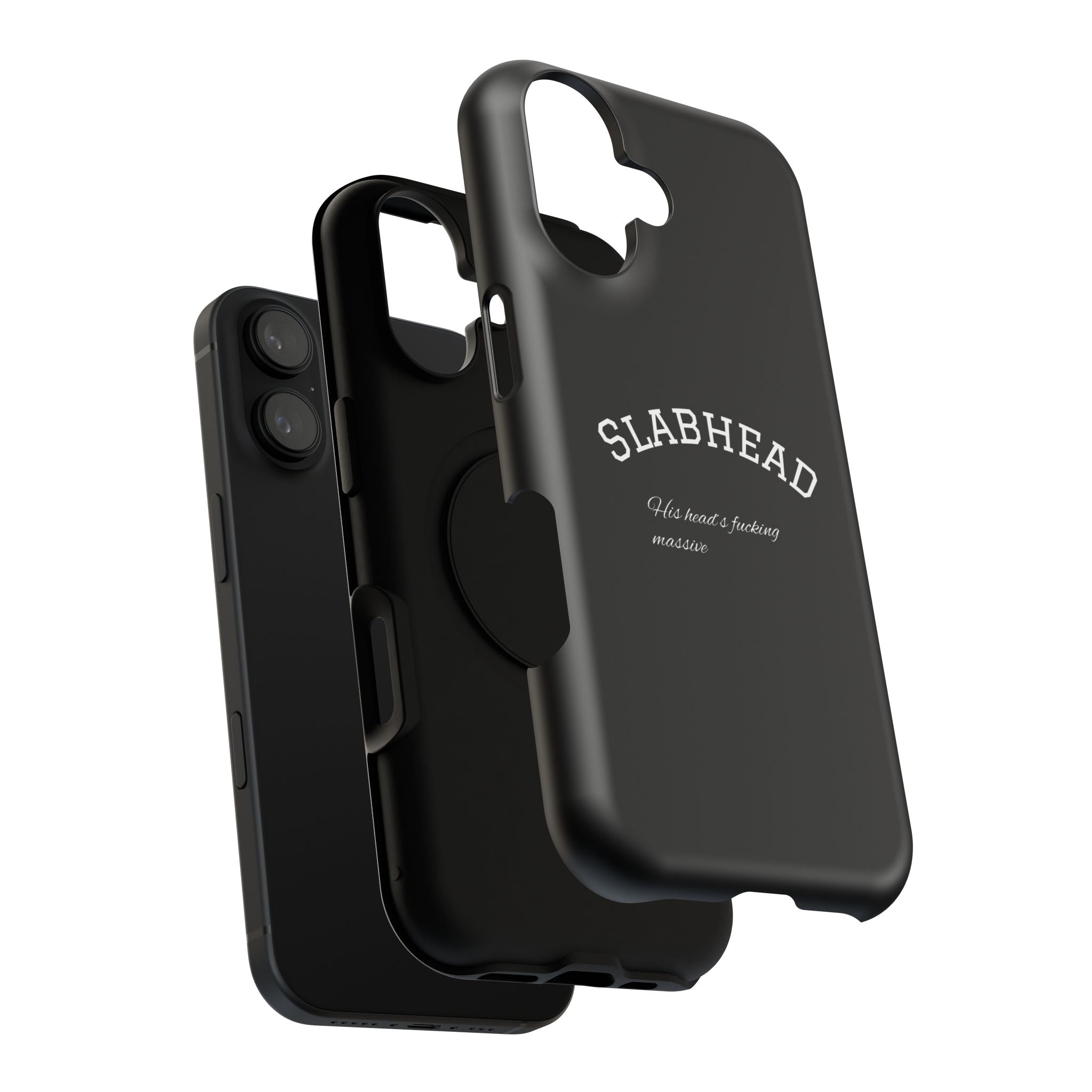 Slabhead Impact-Resistant Phone Case — Glossy Black Protective Cover with "Slabhead" Text Printify
