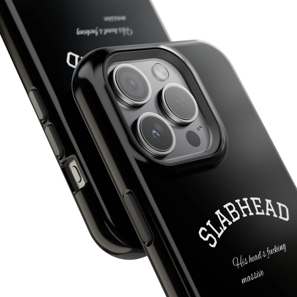 Slabhead Impact-Resistant Phone Case — Glossy Black Protective Cover with "Slabhead" Text Printify