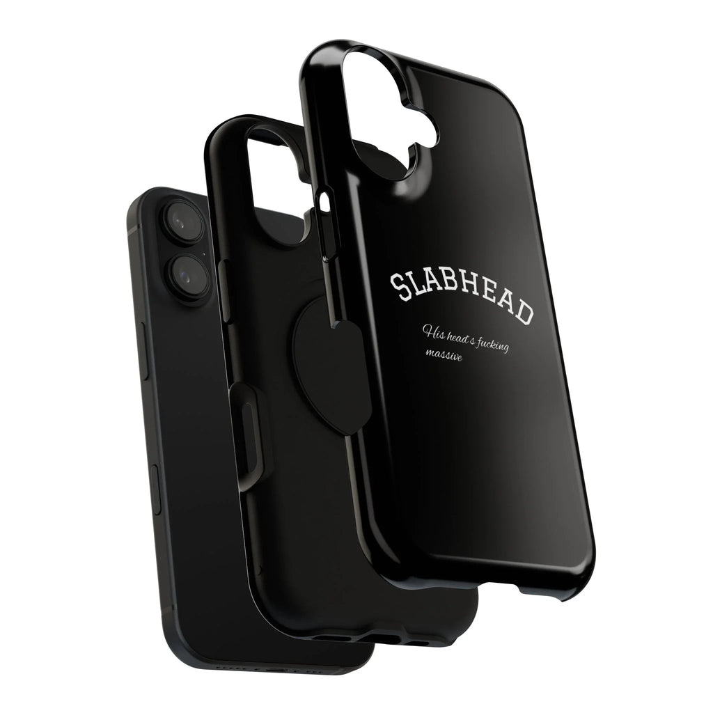 Slabhead Impact-Resistant Phone Case — Glossy Black Protective Cover with "Slabhead" Text Printify