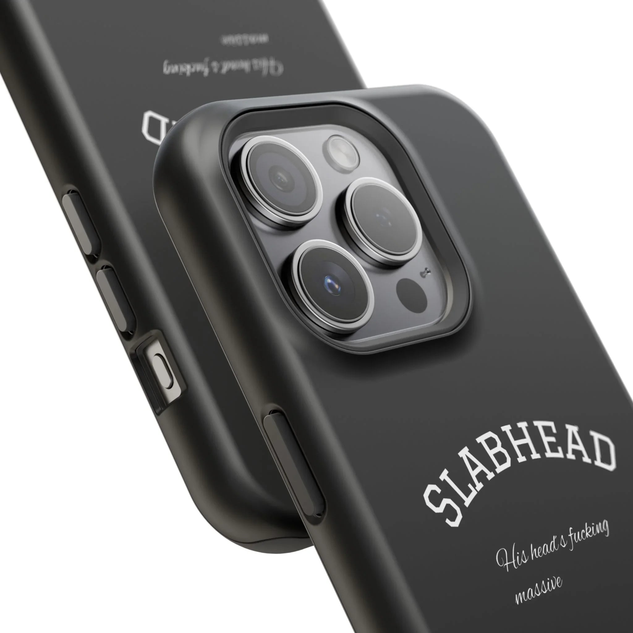Slabhead Impact-Resistant Phone Case — Glossy Black Protective Cover with "Slabhead" Text Printify