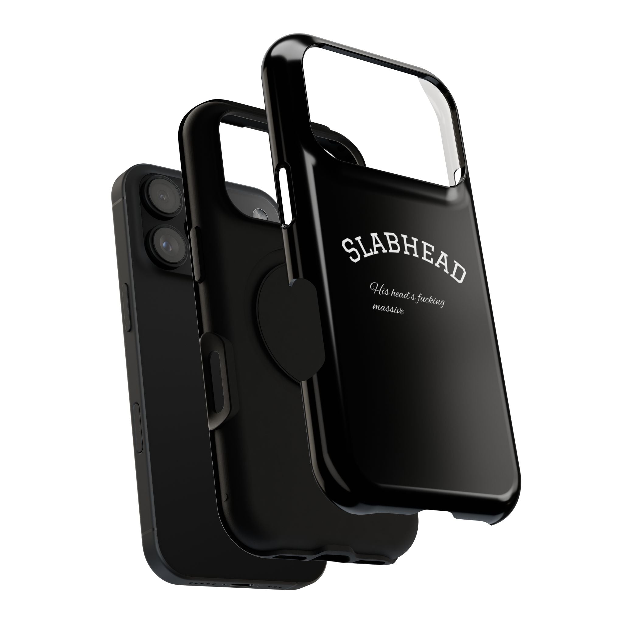 Slabhead Impact-Resistant Phone Case — Glossy Black Protective Cover with "Slabhead" Text Printify