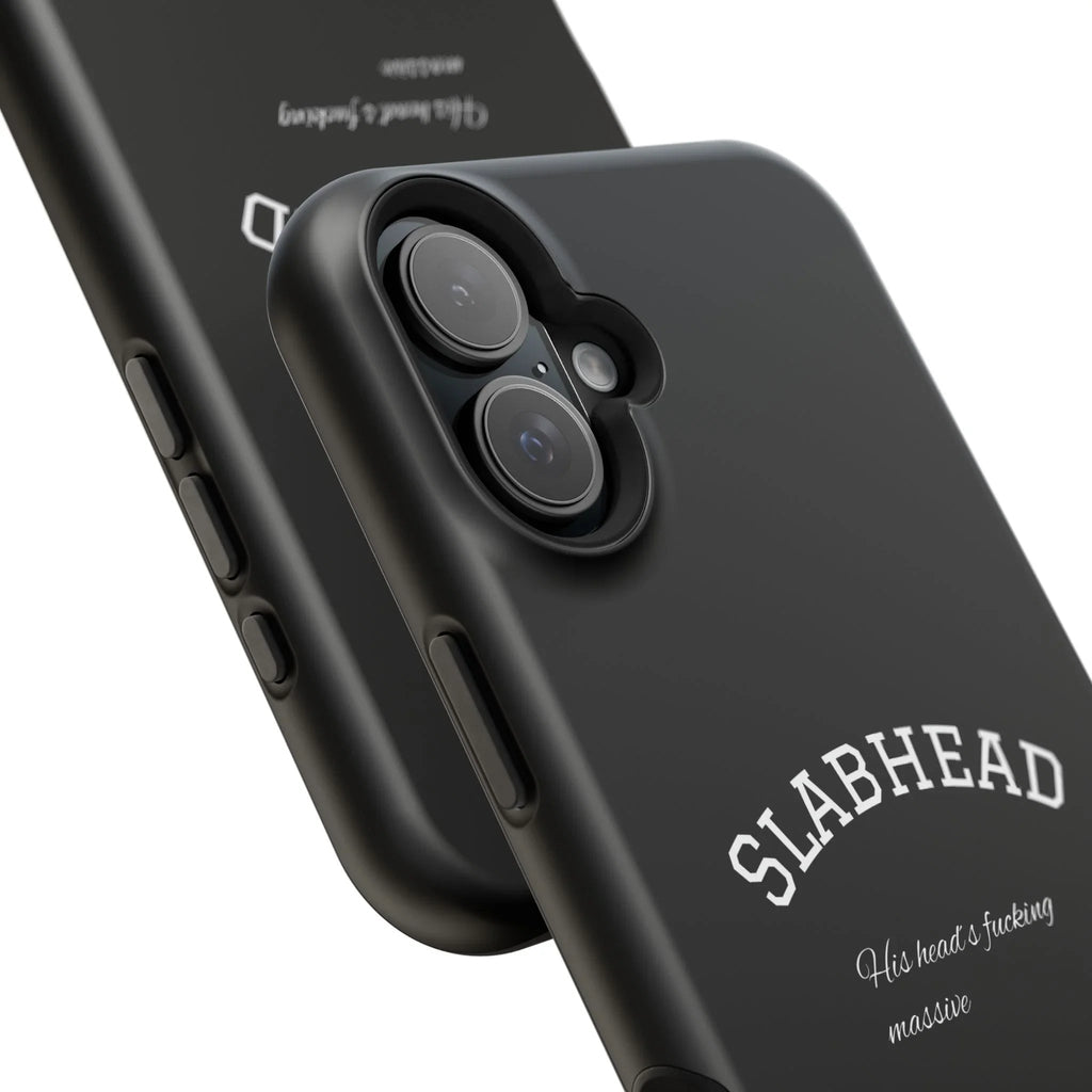 Slabhead Impact-Resistant Phone Case — Glossy Black Protective Cover with "Slabhead" Text Printify