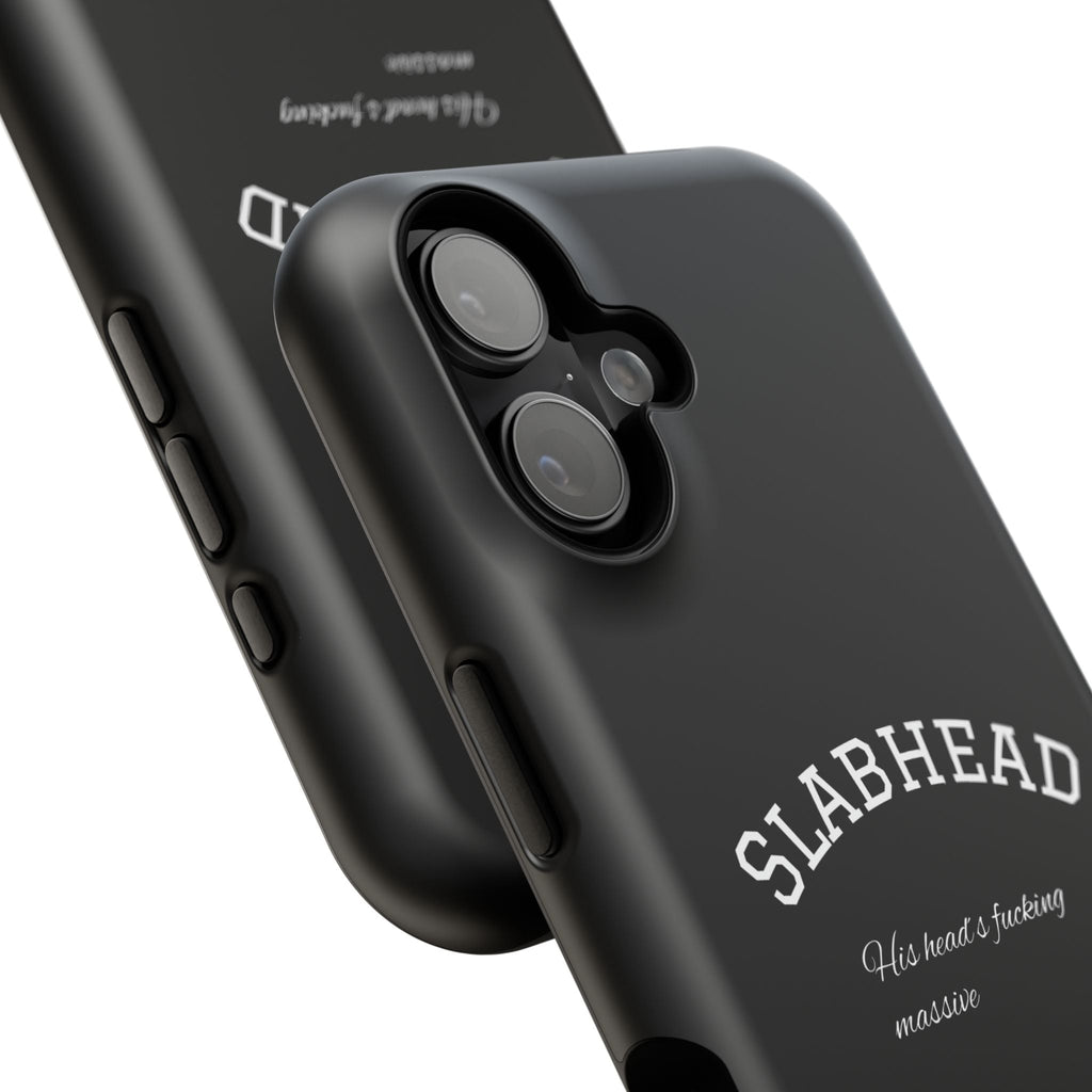 Slabhead Impact-Resistant Phone Case — Glossy Black Protective Cover with "Slabhead" Text Printify