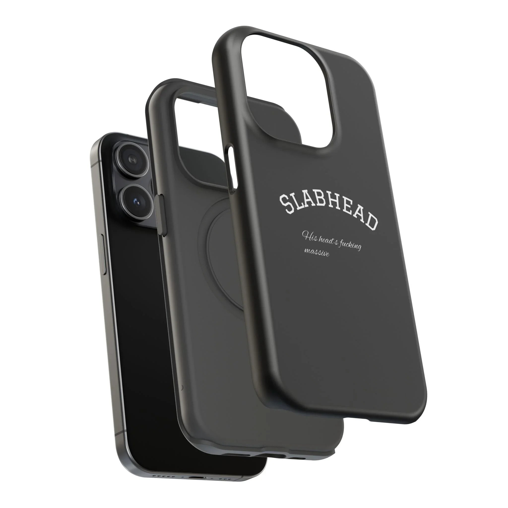 Slabhead Impact-Resistant Phone Case — Glossy Black Protective Cover with "Slabhead" Text Printify