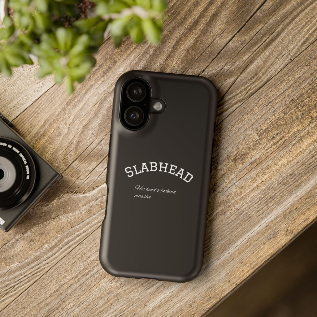 Slabhead Impact-Resistant Phone Case — Glossy Black Protective Cover with "Slabhead" Text Printify