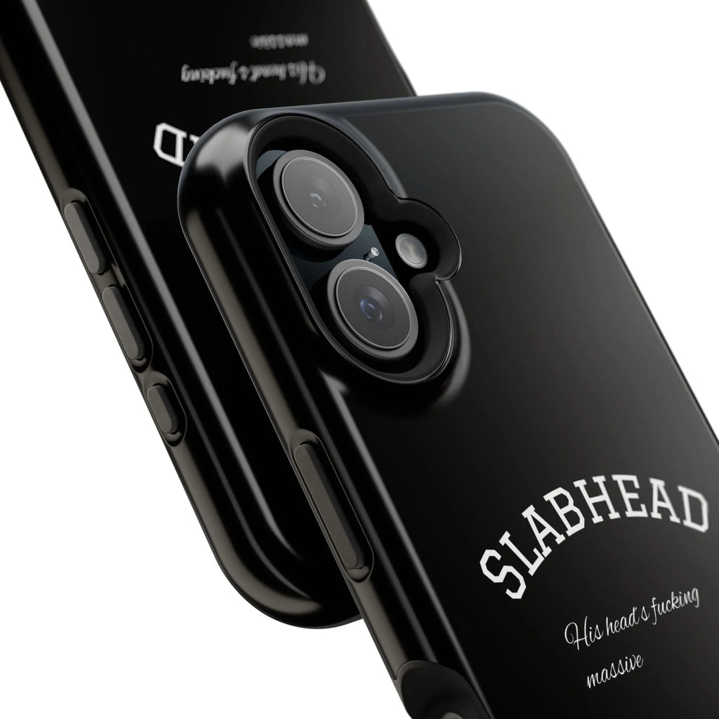 Slabhead Impact-Resistant Phone Case — Glossy Black Protective Cover with "Slabhead" Text Printify