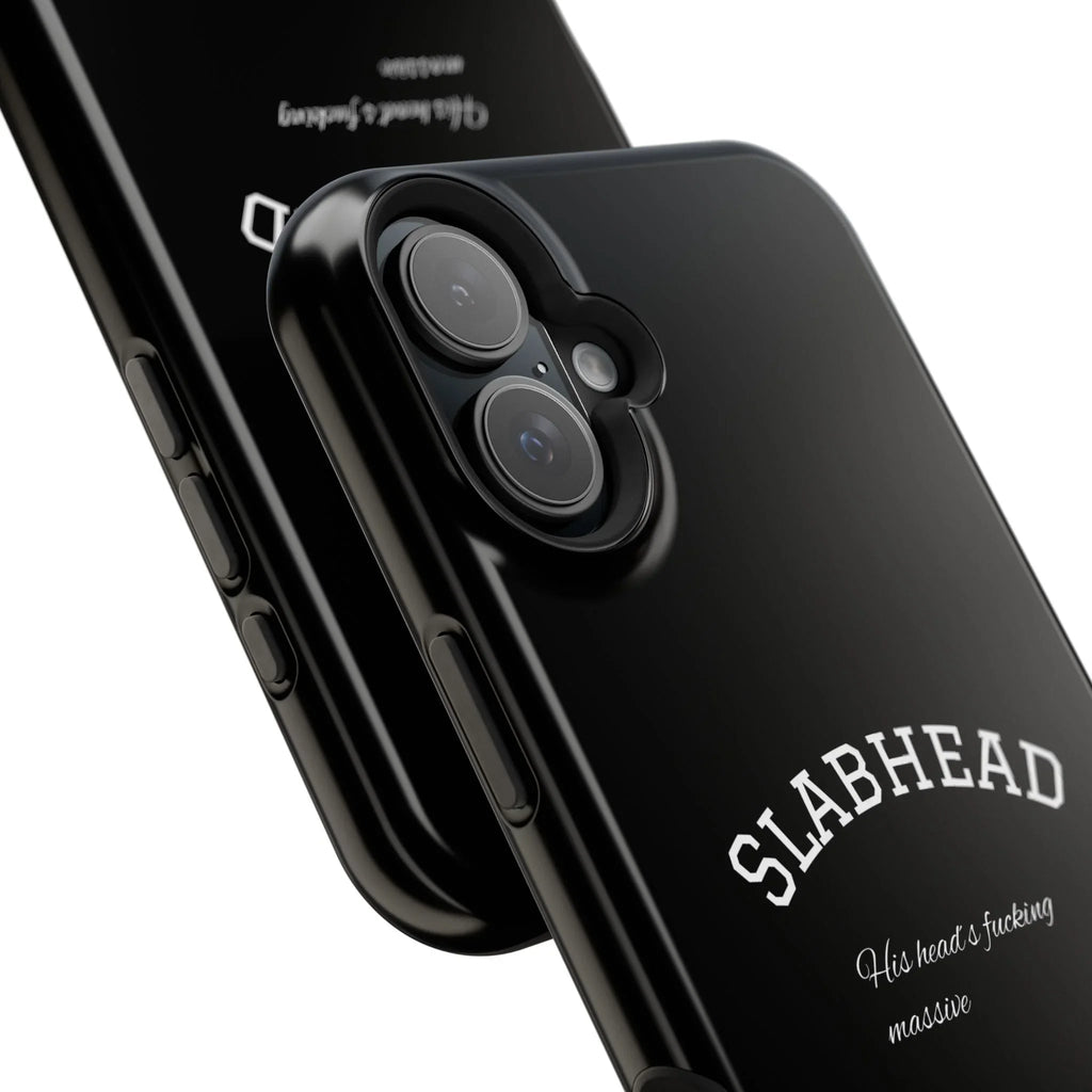 Slabhead Impact-Resistant Phone Case — Glossy Black Protective Cover with "Slabhead" Text Printify