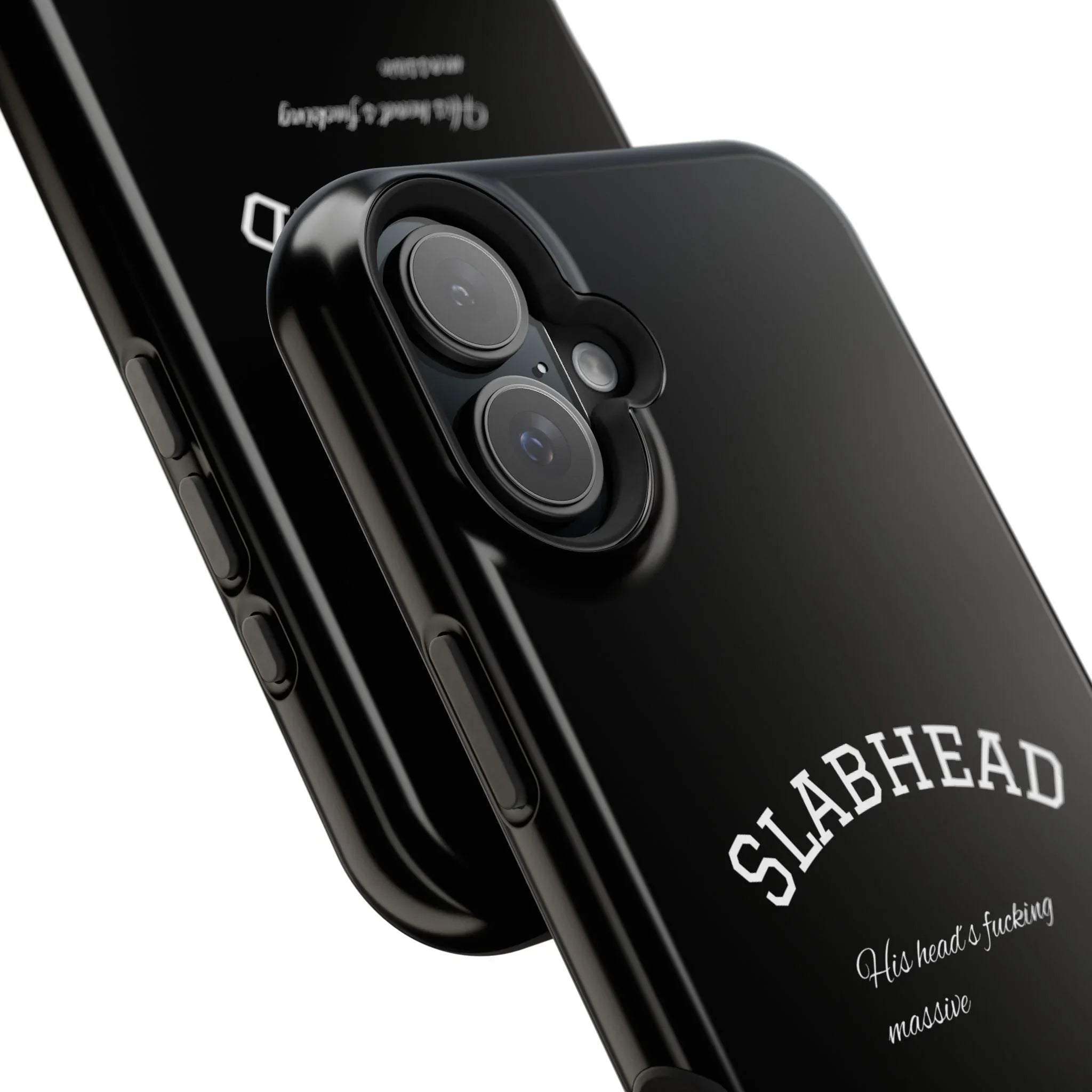 Slabhead Impact-Resistant Phone Case — Glossy Black Protective Cover with "Slabhead" Text Printify
