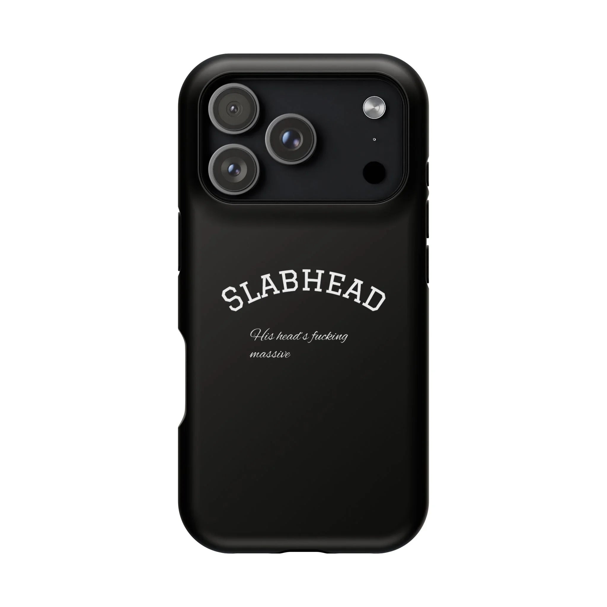 Slabhead Impact-Resistant Phone Case — Glossy Black Protective Cover with "Slabhead" Text Printify