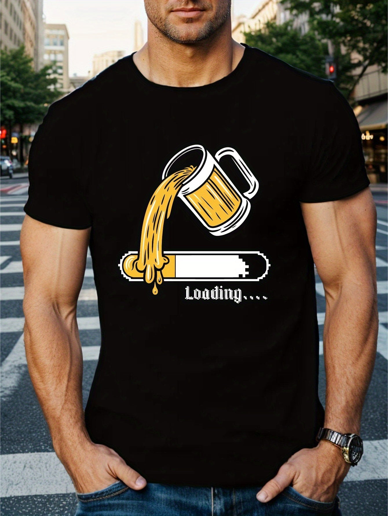 Beer Load Printed T-shirt, Men's T-shirt, Summer Casual Short Sleeved T-shirt Vimost Shop
