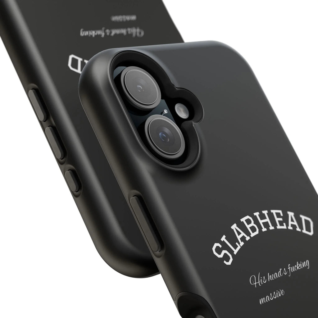 Slabhead Impact-Resistant Phone Case — Glossy Black Protective Cover with "Slabhead" Text Printify