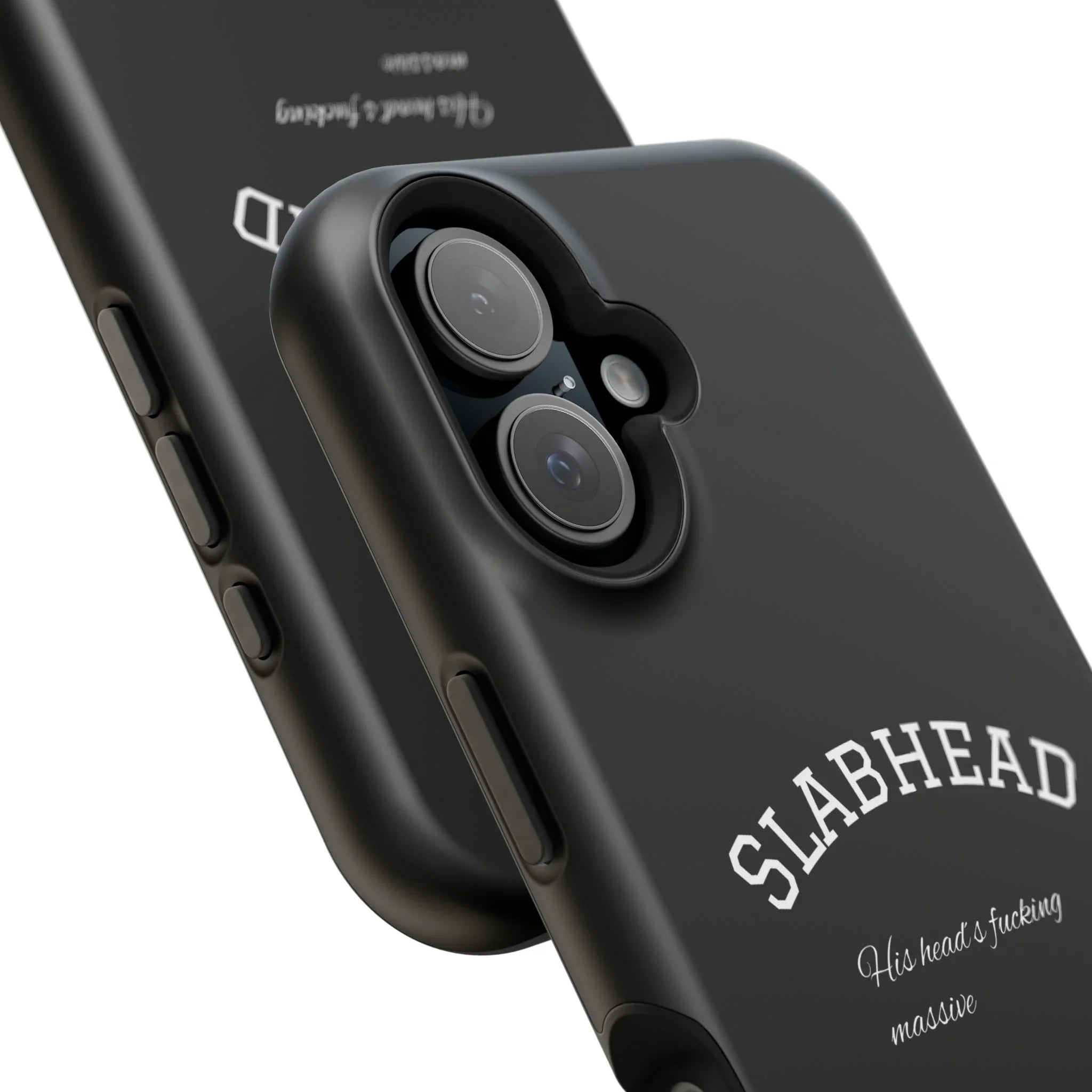 Slabhead Impact-Resistant Phone Case — Glossy Black Protective Cover with "Slabhead" Text Printify