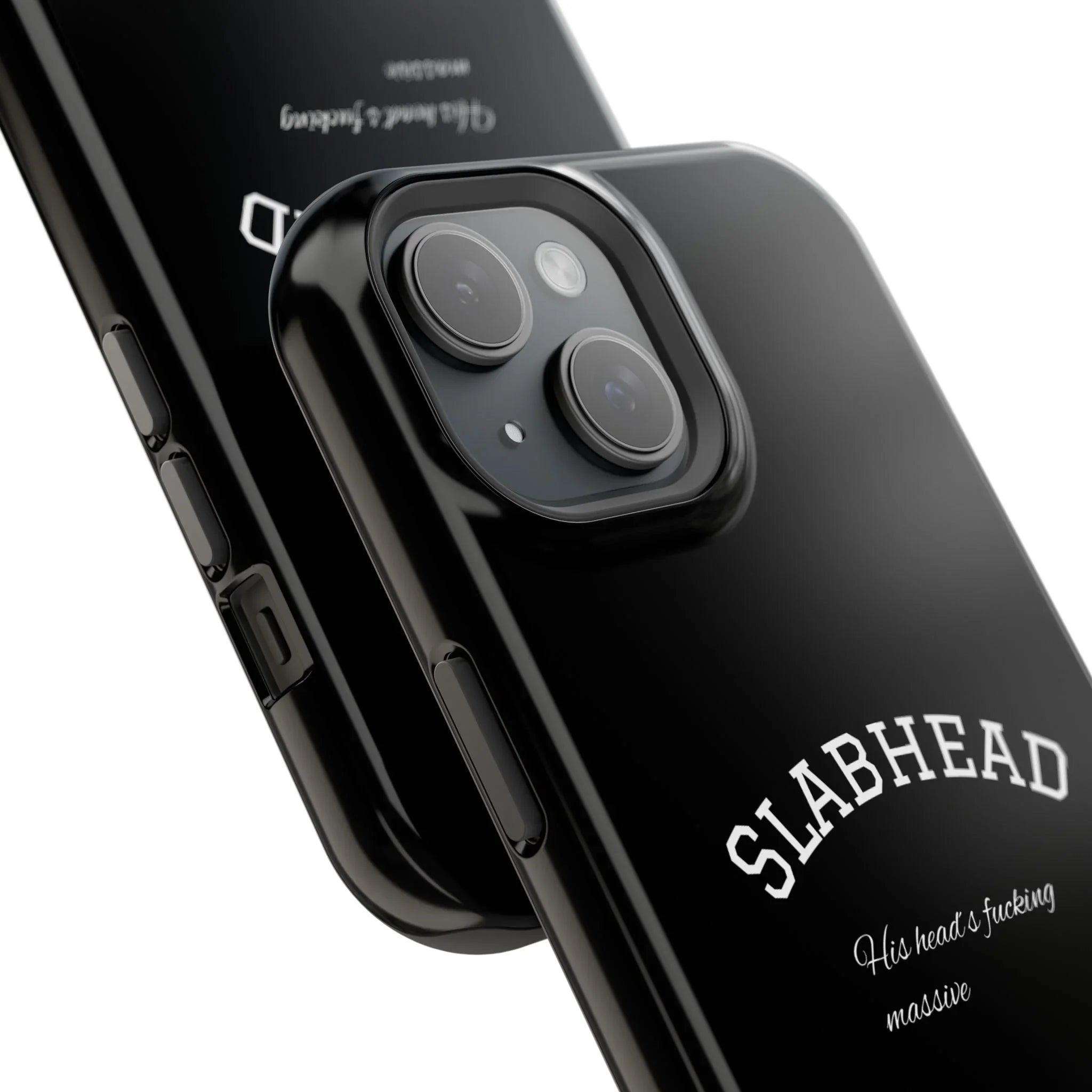 Slabhead Impact-Resistant Phone Case — Glossy Black Protective Cover with "Slabhead" Text Printify