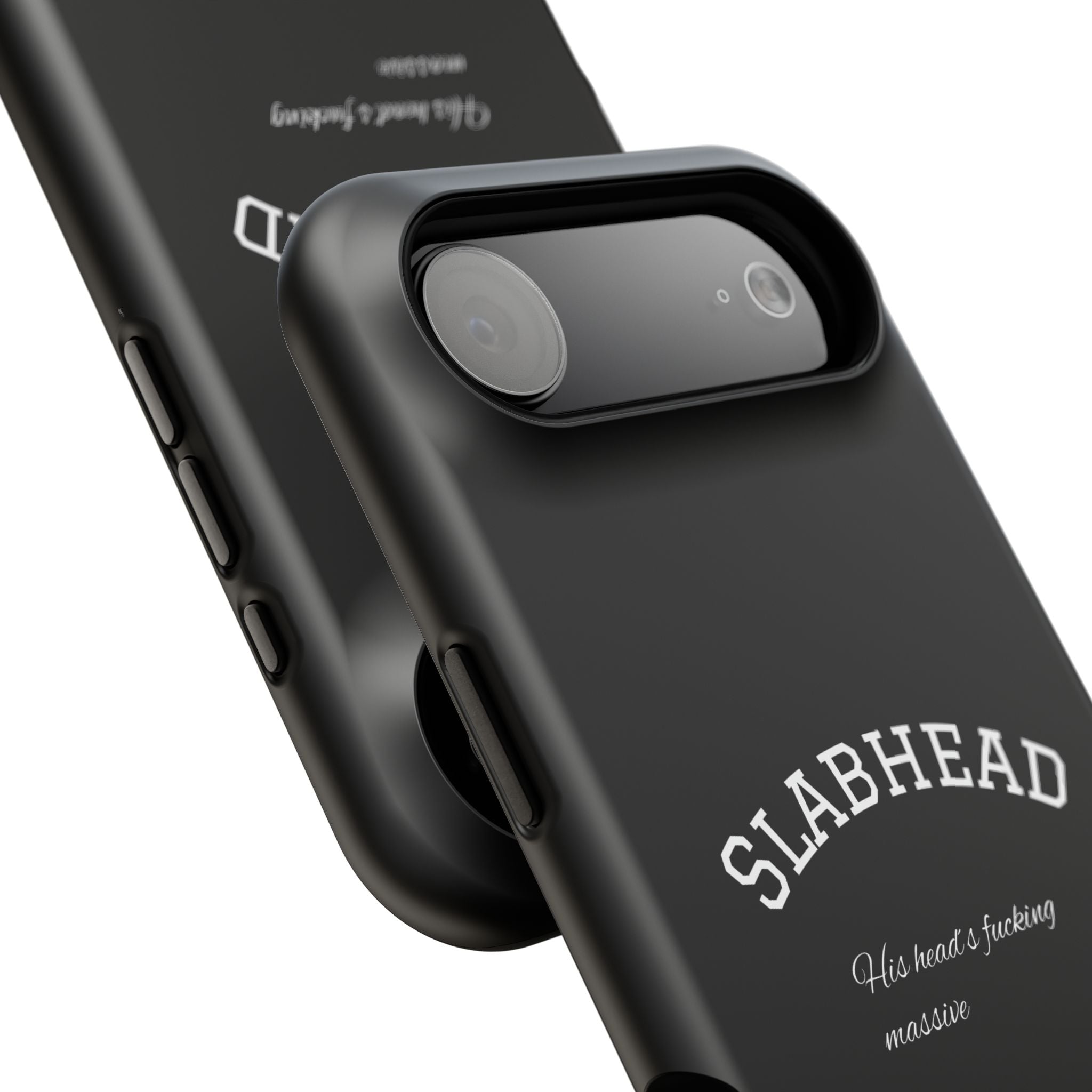 Slabhead Impact-Resistant Phone Case — Glossy Black Protective Cover with "Slabhead" Text Printify