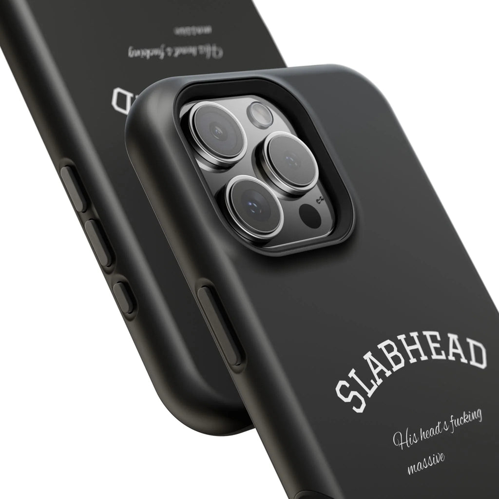 Slabhead Impact-Resistant Phone Case — Glossy Black Protective Cover with "Slabhead" Text Printify