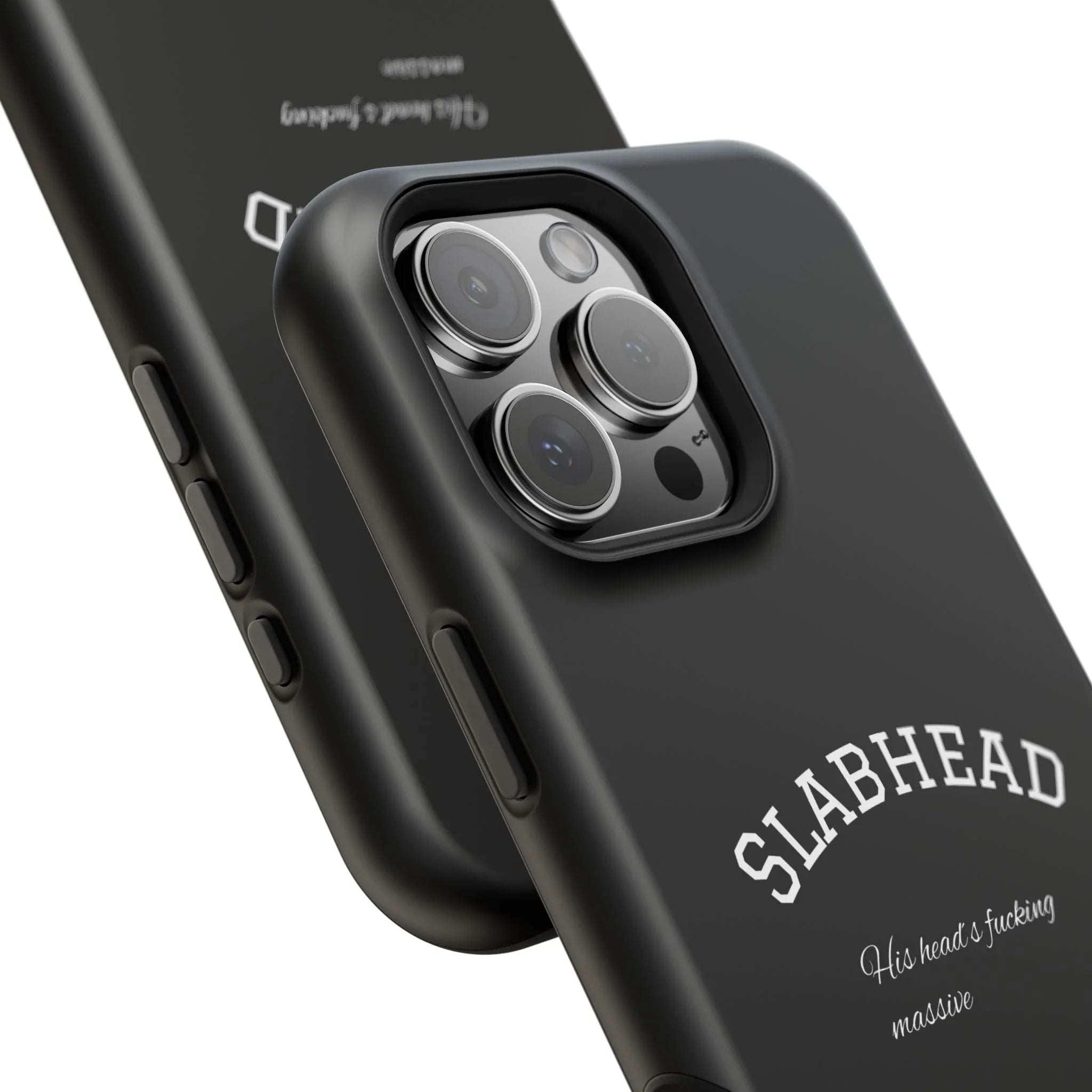 Slabhead Impact-Resistant Phone Case — Glossy Black Protective Cover with "Slabhead" Text Printify