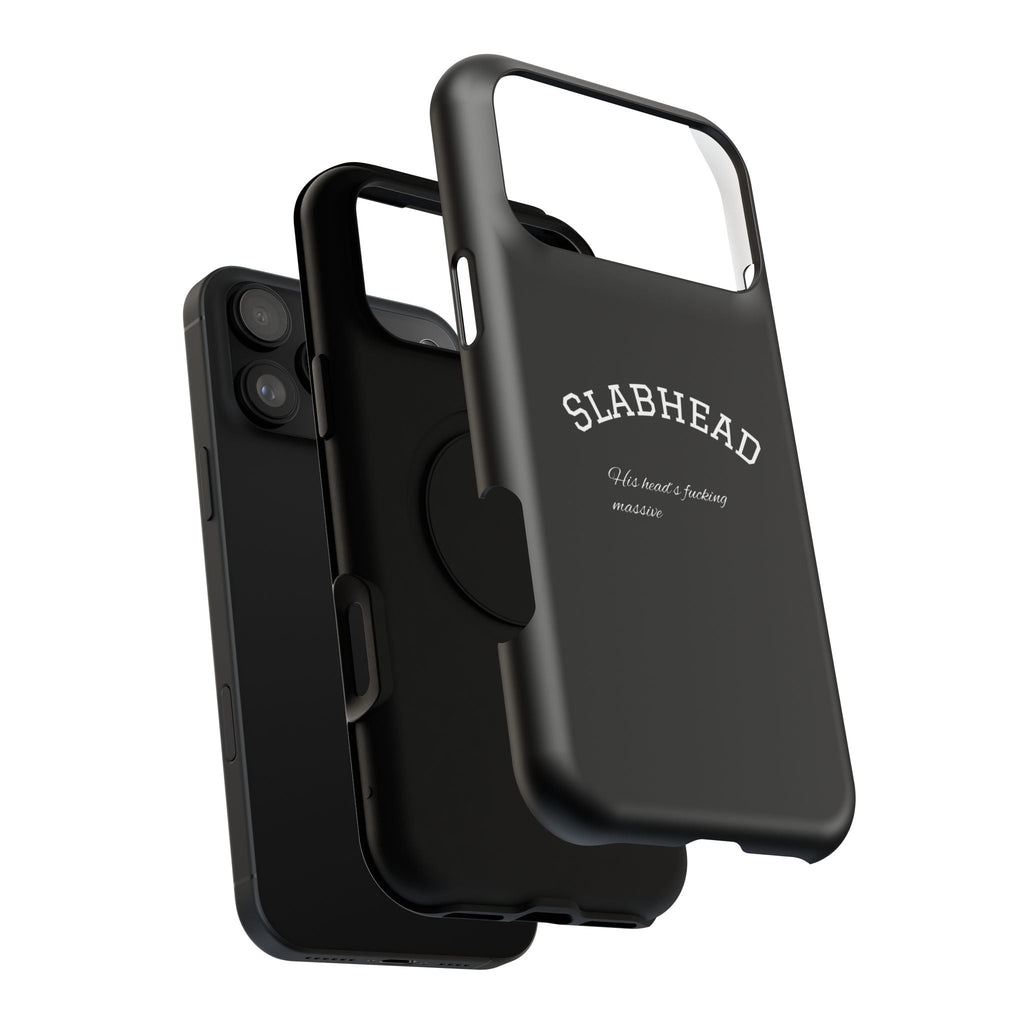 Slabhead Impact-Resistant Phone Case — Glossy Black Protective Cover with "Slabhead" Text Printify
