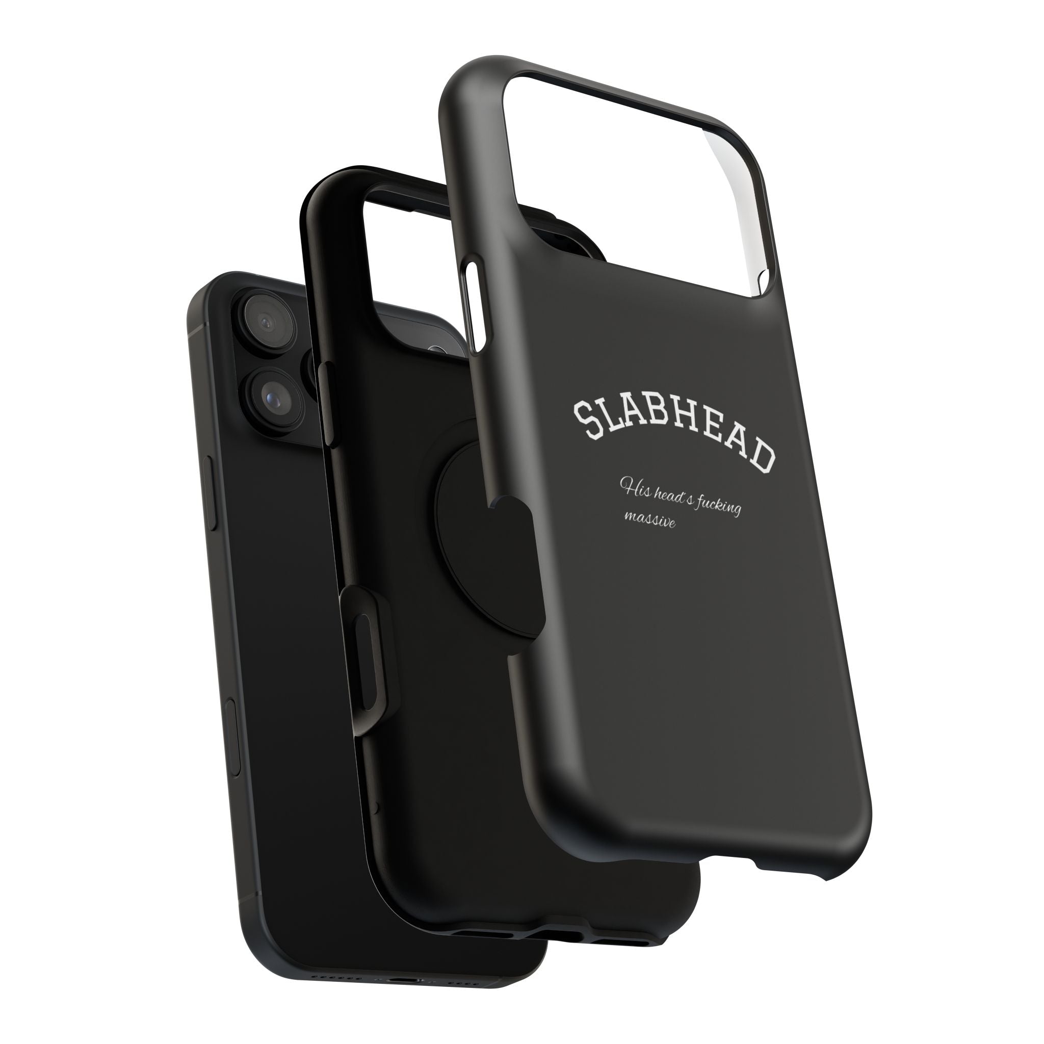 Slabhead Impact-Resistant Phone Case — Glossy Black Protective Cover with "Slabhead" Text Printify