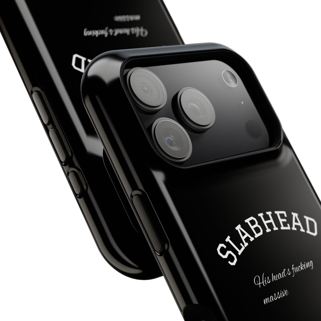 Slabhead Impact-Resistant Phone Case — Glossy Black Protective Cover with "Slabhead" Text Printify