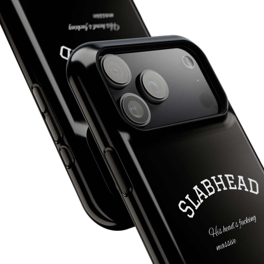 Slabhead Impact-Resistant Phone Case — Glossy Black Protective Cover with "Slabhead" Text Printify