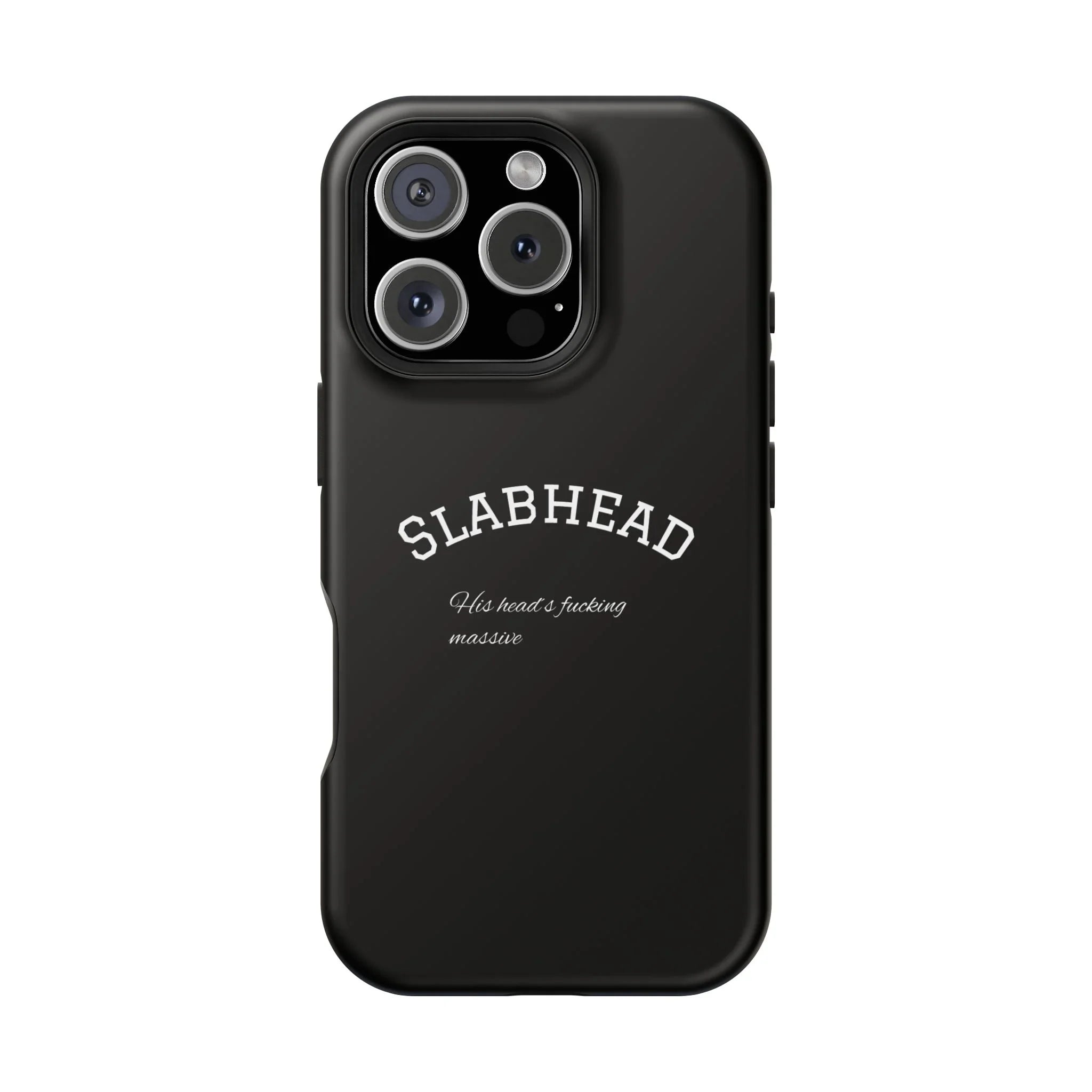 Slabhead Impact-Resistant Phone Case — Glossy Black Protective Cover with "Slabhead" Text Printify