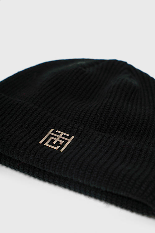 Emblem Ribbed Fisherman Beanie Hideout