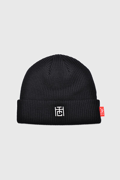Emblem Ribbed Fisherman Beanie Hideout